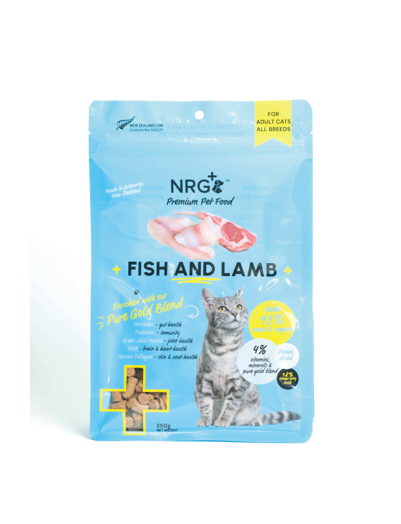 (寵物用) NRG+ Fish & Lamb Cat Freeze Dried Food PGB 50g, 250g 紐西蘭原肉凍乾生食餐-魚肉凍乾貓糧 50g, 250g
