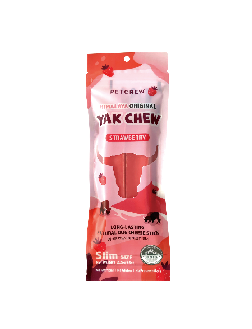 (寵物用) PETCREW Himalaya Yak Cheese Stick (Slim Size) Strawberry 66g 喜馬拉雅山芝士骨 (纖細) 士多啤梨味 66g
