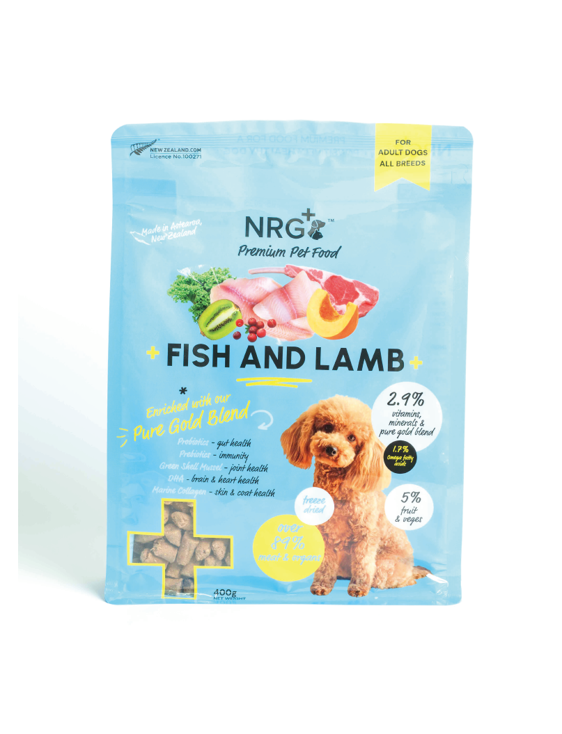 (寵物用) NRG+ Fish & Lamb Dog Freeze Dried Food PGB 50g, 400g 紐西蘭原肉凍乾生食餐-魚肉凍乾狗糧 50g, 400g